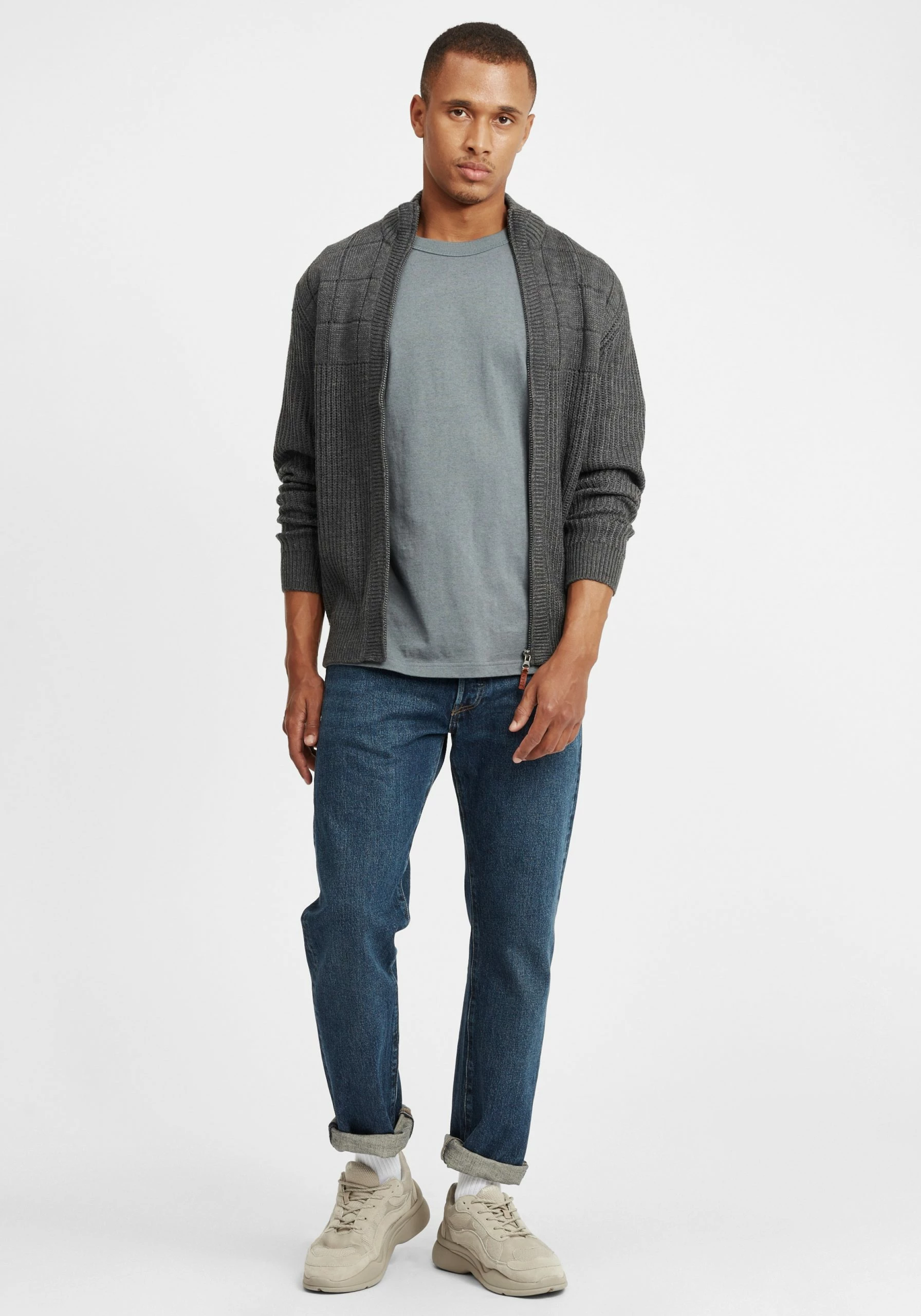 Blend Vesten Gebreid Vest Heren Grijs 5 Blend Vesten Gebreid Vest Heren Grijs - Afbeelding 3